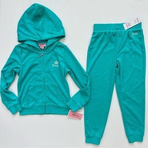 Juicy Couture Aqua Hoodie and Joggers Set Size 6 Girls